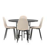 Jídelní stůl Copenhagen – černá / černá dýha + jídelní židle Polar – černé nohy / béžový samet _4