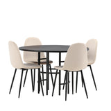 Jídelní stůl Copenhagen – černá / černá dýha + jídelní židle Polar – černé nohy / béžový samet _4