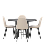 Jídelní stůl Copenhagen – černá / černá dýha + jídelní židle Polar – černé nohy / béžový samet _4