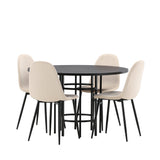 Jídelní stůl Copenhagen – černá / černá dýha + jídelní židle Polar – černé nohy / béžový samet _4