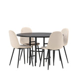 Jídelní stůl Copenhagen – černá / černá dýha + jídelní židle Polar – černé nohy / béžový samet _4