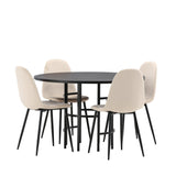 Jídelní stůl Copenhagen – černá / černá dýha + jídelní židle Polar – černé nohy / béžový samet _4