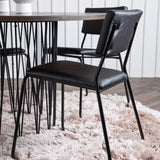 Kamenný kulatý jídelní stůl - černá / mocca dýha + židle Kenth - černá / černá PU _4