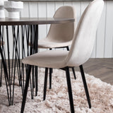 Kamenný kulatý jídelní stůl - černá / mocca dýha + jídelní židle Polar - černé nohy / béžový samet _4