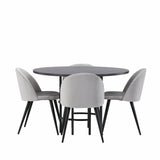 Jídelní stůl Copenhagen – černá / mocca dýha + sametová jídelní židle – světle šedá / černá _4