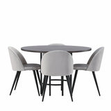 Jídelní stůl Copenhagen – černá / mocca dýha + sametová jídelní židle – světle šedá / černá _4