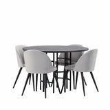 Jídelní stůl Copenhagen – černá / mocca dýha + sametová jídelní židle – světle šedá / černá _4