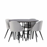 Jídelní stůl Copenhagen – černá / mocca dýha + sametová jídelní židle – světle šedá / černá _4