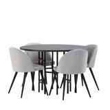 Jídelní stůl Copenhagen – černá / mocca dýha + sametová jídelní židle – světle šedá / černá _4