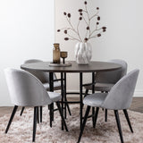 Jídelní stůl Copenhagen – černá / mocca dýha + sametová jídelní židle – světle šedá / černá _4