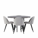 Jídelní stůl Copenhagen – černá / mocca dýha + sametová jídelní židle – světle šedá / černá _4