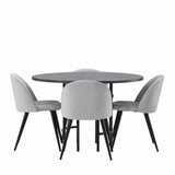 Jídelní stůl Copenhagen – černá / mocca dýha + sametová jídelní židle – světle šedá / černá _4