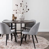 Jídelní stůl Copenhagen – černá / mocca dýha + sametová jídelní židle – světle šedá / černá _4