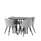 Jídelní stůl Copenhagen – černá / mocca dýha + sametová jídelní židle – světle šedá / černá _4