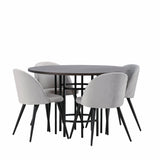 Jídelní stůl Copenhagen – černá / mocca dýha + sametová jídelní židle – světle šedá / černá _4