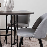 Jídelní stůl Copenhagen – černá / mocca dýha + sametová jídelní židle – světle šedá / černá _4