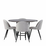 Jídelní stůl Copenhagen – černá / mocca dýha + sametová jídelní židle – světle šedá / černá _4