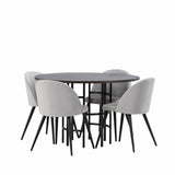 Jídelní stůl Copenhagen – černá / mocca dýha + sametová jídelní židle – světle šedá / černá _4