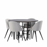 Jídelní stůl Copenhagen – černá / mocca dýha + sametová jídelní židle – světle šedá / černá _4