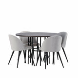 Jídelní stůl Copenhagen – černá / mocca dýha + sametová jídelní židle – světle šedá / černá _4