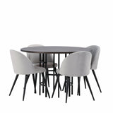 Jídelní stůl Copenhagen – černá / mocca dýha + sametová jídelní židle – světle šedá / černá _4