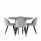 Jídelní stůl Copenhagen – černá / mocca dýha + sametová jídelní židle – světle šedá / černá _4