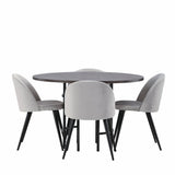 Jídelní stůl Copenhagen – černá / mocca dýha + sametová jídelní židle – světle šedá / černá _4