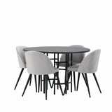 Jídelní stůl Copenhagen – černá / mocca dýha + sametová jídelní židle – světle šedá / černá _4