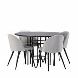 Jídelní stůl Copenhagen – černá / mocca dýha + sametová jídelní židle – světle šedá / černá _4