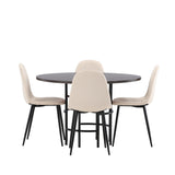 Jídelní stůl Copenhagen – černá / mocca dýha + jídelní židle Polar – černé nohy / béžový samet _4