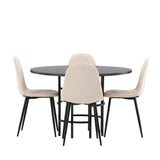 Jídelní stůl Copenhagen – černá / mocca dýha + jídelní židle Polar – černé nohy / béžový samet _4