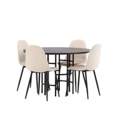 Jídelní stůl Copenhagen – černá / mocca dýha + jídelní židle Polar – černé nohy / béžový samet _4