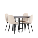 Jídelní stůl Copenhagen – černá / mocca dýha + jídelní židle Polar – černé nohy / béžový samet _4