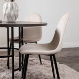 Jídelní stůl Copenhagen – černá / mocca dýha + jídelní židle Polar – černé nohy / béžový samet _4