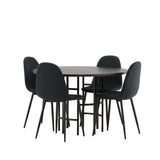 Jídelní stůl Copenhagen – černá / mocca dýha + jídelní židle Polar – černé nohy – černá látka _4