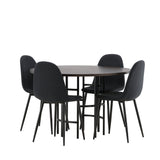 Jídelní stůl Copenhagen – černá / mocca dýha + jídelní židle Polar – černé nohy – černá látka _4