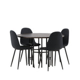 Jídelní stůl Copenhagen – černá / mocca dýha + jídelní židle Polar – černé nohy – černá látka _4