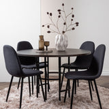 Jídelní stůl Copenhagen – černá / mocca dýha + jídelní židle Polar – černé nohy – černá látka _4