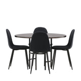 Jídelní stůl Copenhagen – černá / mocca dýha + jídelní židle Polar – černé nohy – černá látka _4