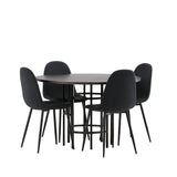 Jídelní stůl Copenhagen – černá / mocca dýha + jídelní židle Polar – černé nohy – černá látka _4
