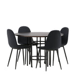 Jídelní stůl Copenhagen – černá / mocca dýha + jídelní židle Polar – černé nohy – černá látka _4