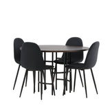 Jídelní stůl Copenhagen – černá / mocca dýha + jídelní židle Polar – černé nohy – černá látka _4