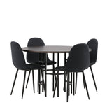 Jídelní stůl Copenhagen – černá / mocca dýha + jídelní židle Polar – černé nohy – černá látka _4