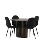 OliviaJídelní stůl-Mocca/MoccaVeneer+PolarJídelní židle-Černé nohy/BlackVelvet_4