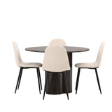 OliviaJídelní Stůl-Mocca/MoccaVeneer+PolarJídelní Židle-Černé nohy/BeigeVelvet_4