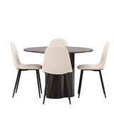 OliviaJídelní Stůl-Mocca/MoccaVeneer+PolarJídelní Židle-Černé nohy/BeigeVelvet_4