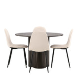 OliviaJídelní Stůl-Mocca/MoccaVeneer+PolarJídelní Židle-Černé nohy/BeigeVelvet_4