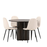 OliviaJídelní Stůl-Mocca/MoccaVeneer+PolarJídelní Židle-Černé nohy/BeigeVelvet_4