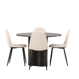 OliviaJídelní Stůl-Mocca/MoccaVeneer+PolarJídelní Židle-Černé nohy/BeigeVelvet_4