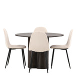 OliviaJídelní Stůl-Mocca/MoccaVeneer+PolarJídelní Židle-Černé nohy/BeigeVelvet_4